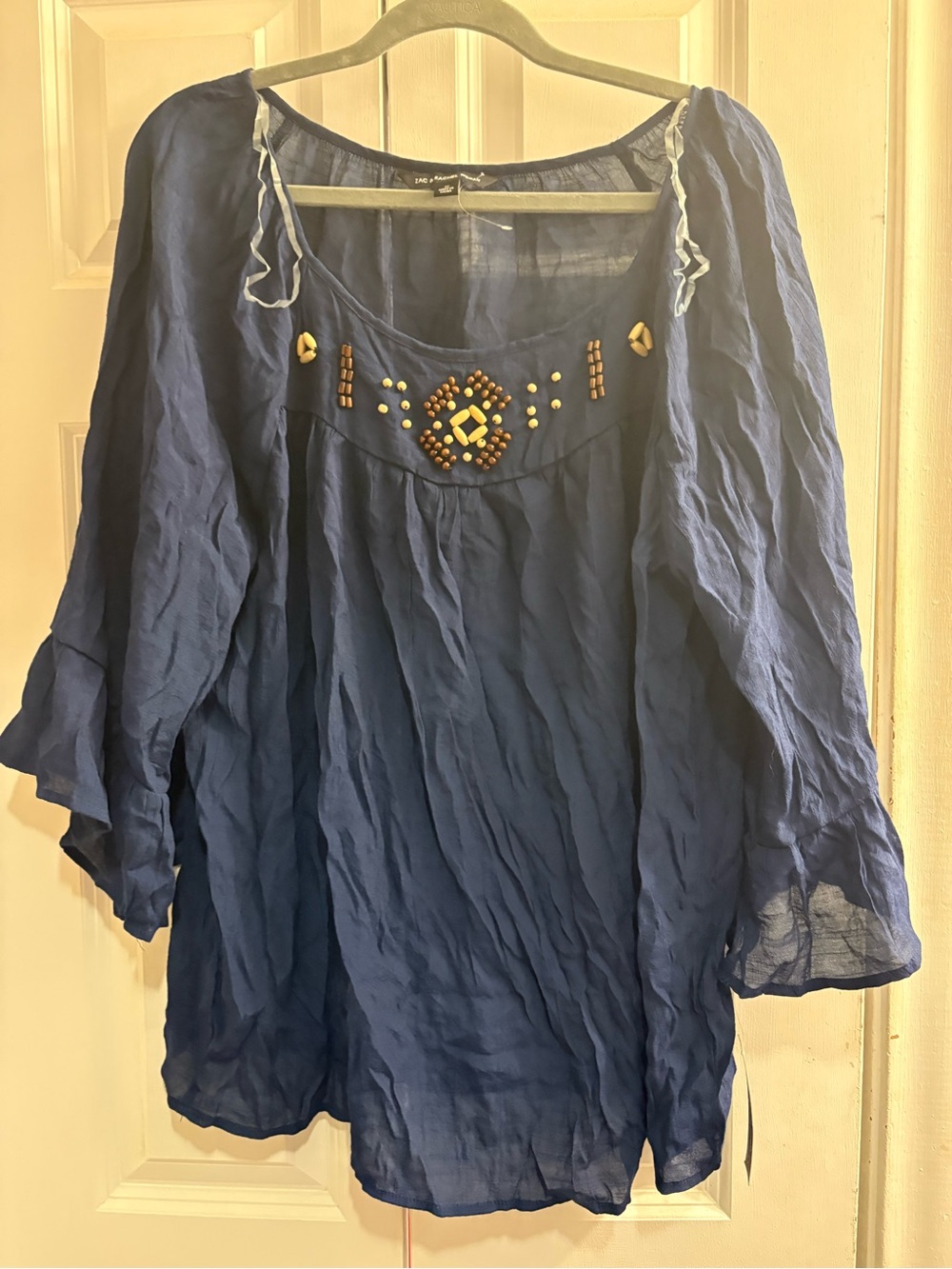 Zac & Rachel Blue Beaded Peasant Tunic